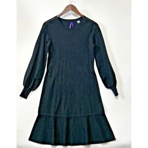 Seraphine Womens Knit Dress Size 4 Black Puff Sleeve Flounce Long Nursing